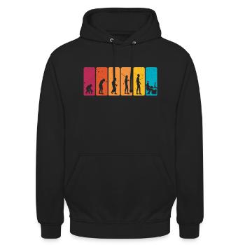 Gamer Evolution Cool Retro Evolution Of Man - Unisex Hoodie - Schwarz - Vorne - Alina (178cm) & Michal (187cm)