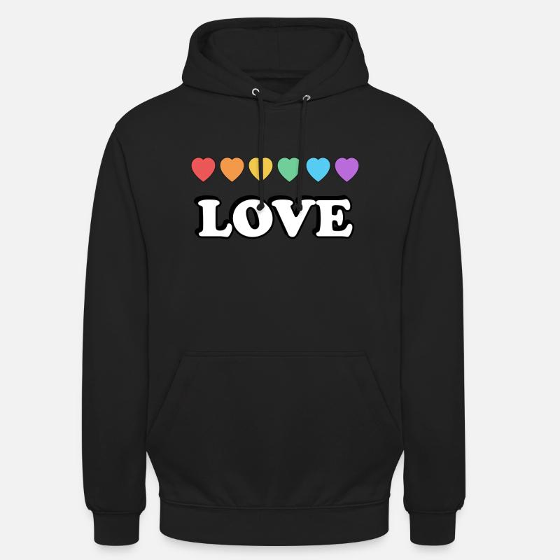 Liebe Regenbogenherzen - Unisex Hoodie - Schwarz