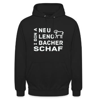I bin a Neulenbacher Schaf weiss - Unisex Hoodie - Schwarz - Vorne - Alina (178cm) & Michal (187cm)