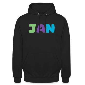 Name - Jan - Unisex Hoodie - Schwarz - Vorne - Alina (178cm) & Michal (187cm)