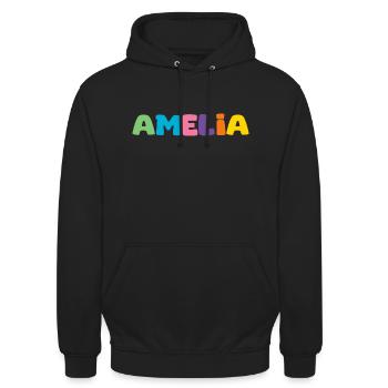 Name - Amelia - Unisex Hoodie - Schwarz - Vorne - Alina (178cm) & Michal (187cm)