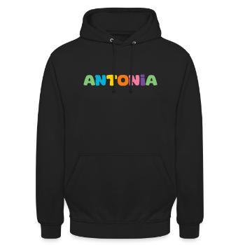 Name - Antonia - Unisex Hoodie - Schwarz - Vorne - Alina (178cm) & Michal (187cm)