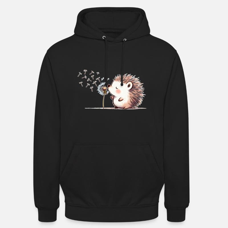 Igel mit Pusteblume - Unisex Hoodie - Schwarz