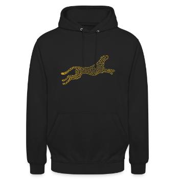 Saut guépard en or - Sweat-shirt à capuche unisexe - noir - Devant - Alina (178cm) & Michal (187cm)