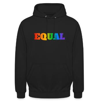 GLEICHER REGENBOGENTEXT - Unisex Hoodie - Schwarz - Vorne - Alina (178cm) & Michal (187cm)