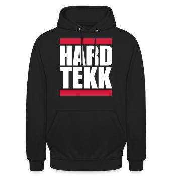 Hard Tekk Red Stripes Rote Streifen Balken - Unisex Hoodie - Schwarz - Vorne - Alina (178cm) & Michal (187cm)