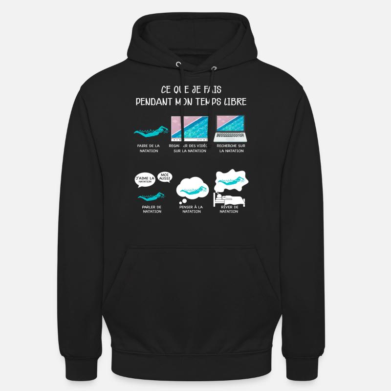 Natation, idée cadeau passion sport - Sweat-shirt à capuche unisexe - noir