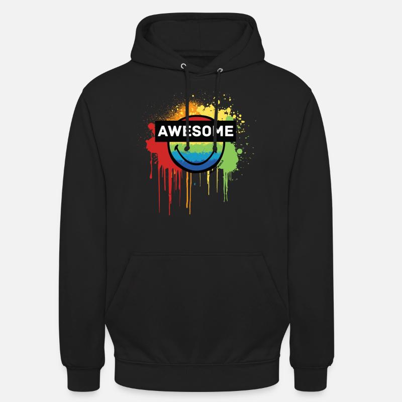 SmileyWorld Awesome Smiley Arc-En-Ciel - Sweat-shirt à capuche unisexe - noir