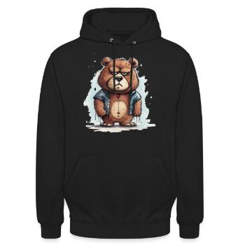 Teddy grincheux - Sweat-shirt à capuche unisexe - noir - Devant - Alina (178cm) & Michal (187cm)