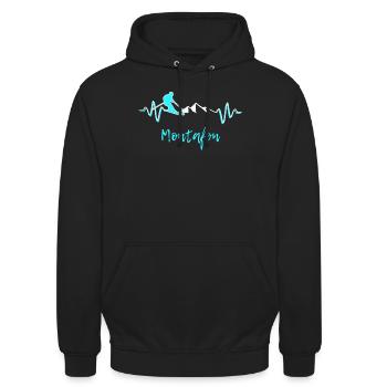 Skifahren Montafon - Unisex Hoodie - Schwarz - Vorne - Alina (178cm) & Michal (187cm)