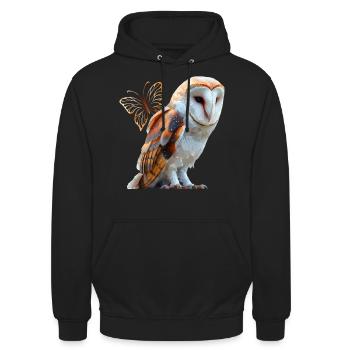 Chouette effraie - Sweat-shirt à capuche unisexe - noir - Devant - Alina (178cm) & Michal (187cm)