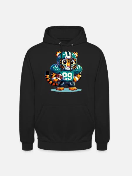 Cute American Football Player Tiger - Unisex Hoodie - black