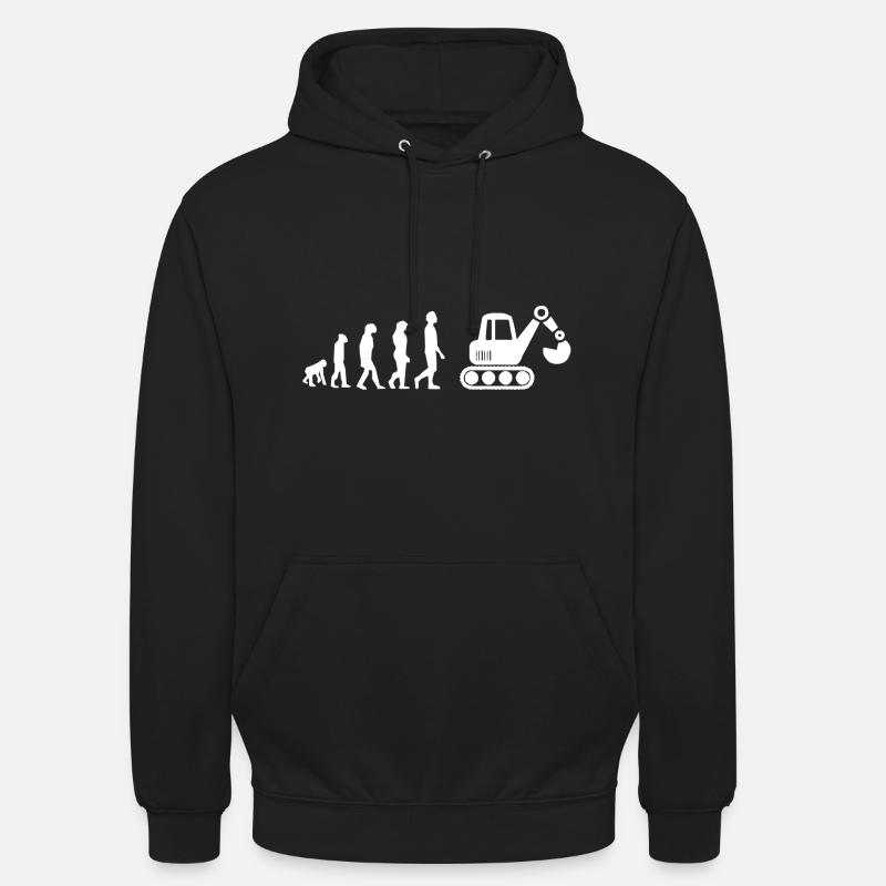 Evolution mechanischer Bagger - Unisex Hoodie - Schwarz
