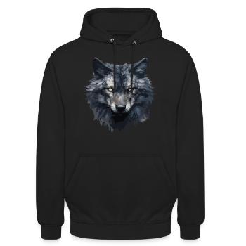 Cooles Wolfs Design - Unisex Hoodie - Schwarz - Vorne - Alina (178cm) & Michal (187cm)