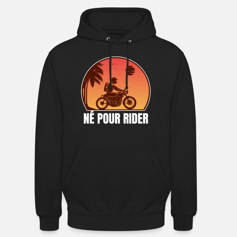 né pour rider - Sweat-shirt à capuche unisexe - noir