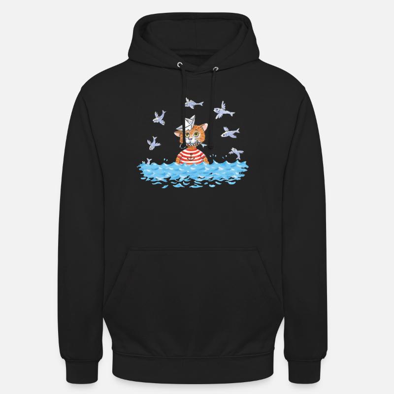 Fisch Katze - Unisex Hoodie - Schwarz