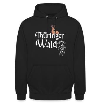 Thüringer Wald Thüringen Heimat Erfurt Wandern - Unisex Hoodie - Schwarz - Vorne - Alina (178cm) & Michal (187cm)