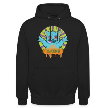 TEKKNO HARDTEKK HARD TEKK TEKKE Katze - Unisex Hoodie - Schwarz - Vorne - Alina (178cm) & Michal (187cm)