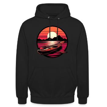 Kajak Sunset Mountains - Unisex Hoodie - Schwarz - Vorne - Alina (178cm) & Michal (187cm)