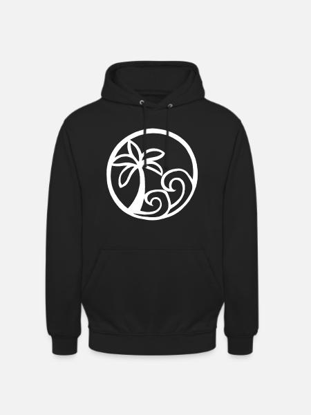 Waves and white palm tree - Unisex Hoodie - black
