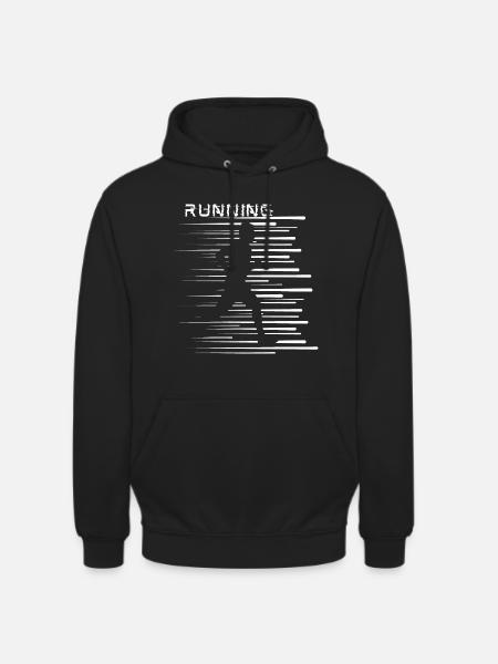 Courir, facile, actif, courir, rayures cool - Sweat-shirt à capuche unisexe - noir