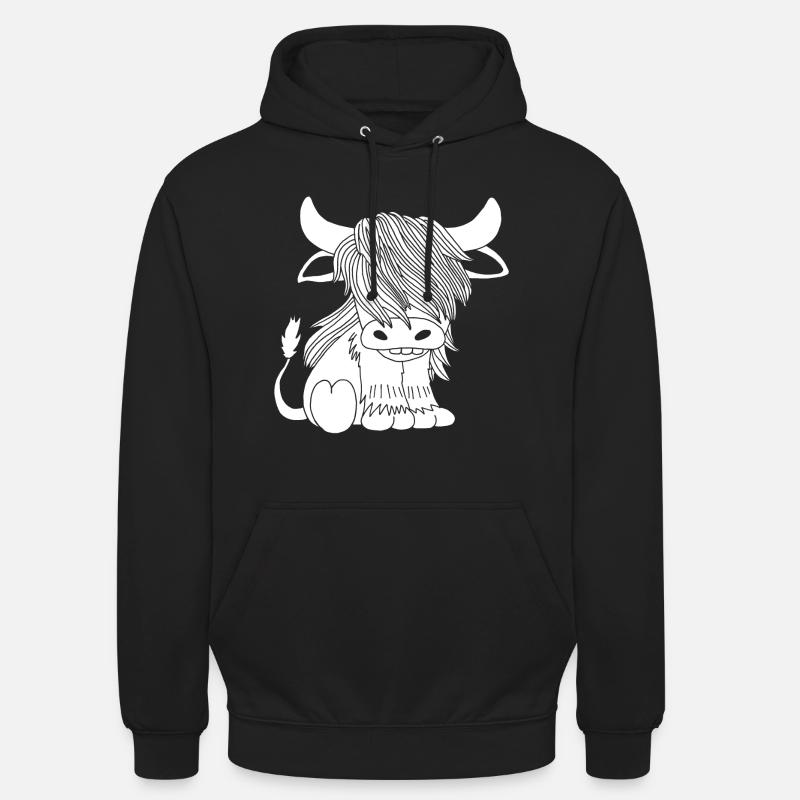 Vache blanche à poil long - Sweat-shirt à capuche unisexe - noir