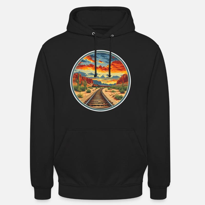 Chemin de fer - Sweat-shirt à capuche unisexe - noir