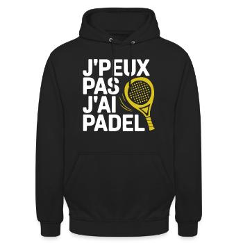 j'peux pas j'ai padel - Sweat-shirt à capuche unisexe - noir - Devant - Alina (178cm) & Michal (187cm)