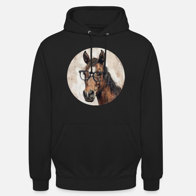 Cheval avec des lunettes - Sweat-shirt à capuche unisexe - noir