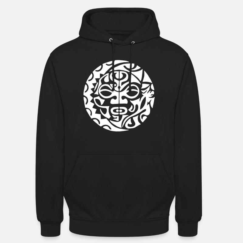 Polynesischer Schädel (weiß) - Unisex Hoodie - Schwarz