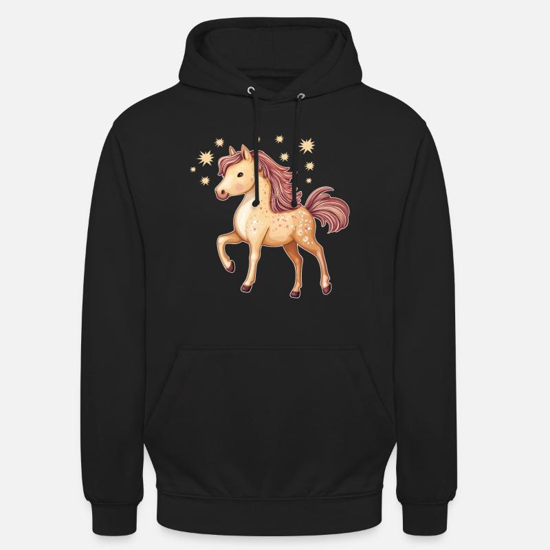 Cheval mignon avec des étoiles - Sweat-shirt à capuche unisexe - noir