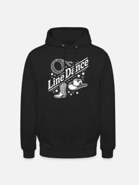 Line Dance Western Boots Hat Logo - Unisex Hoodie - Schwarz