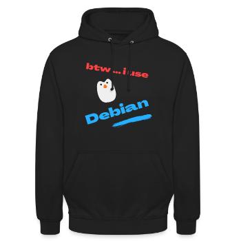 Btw.. I use Debian Linux - Unisex Hoodie - black - Front - Alina (178cm) & Michal (187cm)