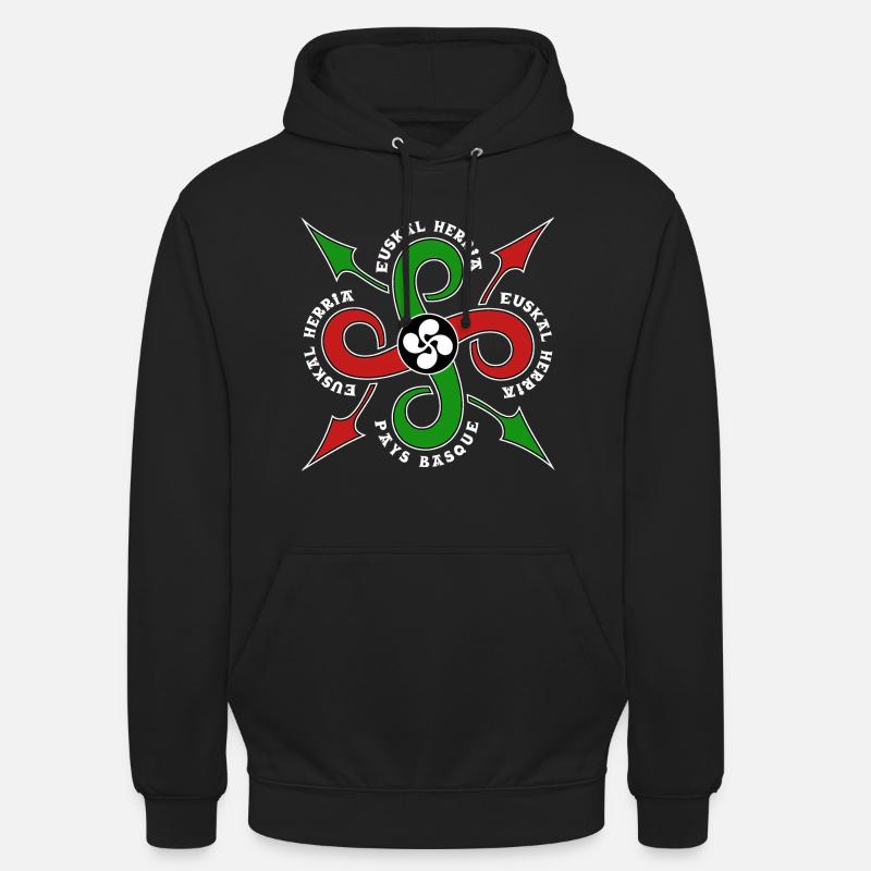 Lauburu Croix Basque - Sweat-shirt à capuche unisexe - noir