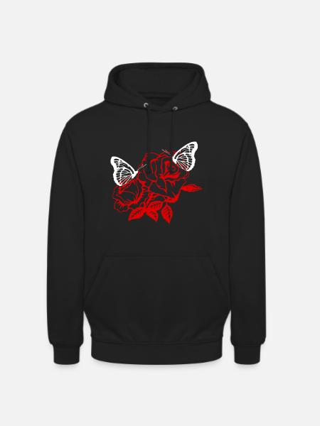 Papillon rose papillon rose - Sweat-shirt à capuche unisexe - noir