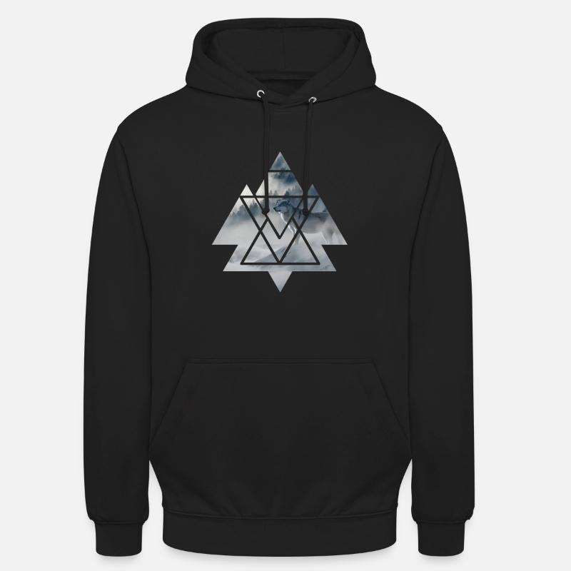 loups géométrie triangle monde de la glace hiver - Sweat-shirt à capuche unisexe - noir