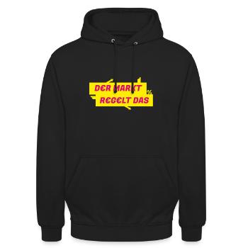 Der Markt regelt das - FDP JuLis Liberal - Unisex Hoodie - Schwarz - Vorne - Alina (178cm) & Michal (187cm)