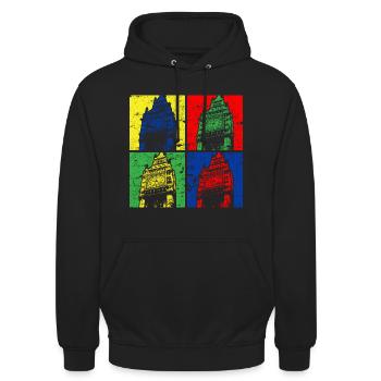 Vintage Big Ben - Unisex Hoodie - black - Front - Alina (178cm) & Michal (187cm)