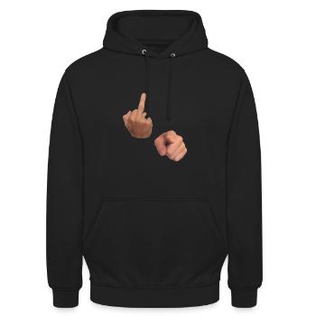 Fuck You Men Hands Fuck You Hand Sign - Unisex Hoodie - black - Front - Alina (178cm) & Michal (187cm)