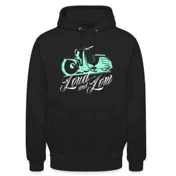 Simson Schwalbe KR 51 Loud and Low - Unisex Hoodie - Schwarz - Vorne - Alina (178cm) & Michal (187cm)