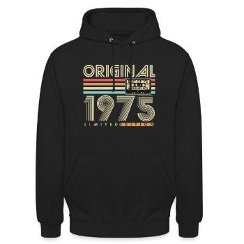 Original 1975 Jahrgang Vintage Geburtstag Retro - Unisex Hoodie - Schwarz - Vorne - Alina (178cm) & Michal (187cm)