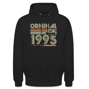 Original 1995 Jahrgang Vintage Geburtstag Retro - Unisex Hoodie - Schwarz - Vorne - Alina (178cm) & Michal (187cm)