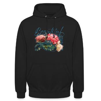 Fleurs Beautiful Flore - Sweat-shirt à capuche unisexe - noir - Devant - Alina (178cm) & Michal (187cm)