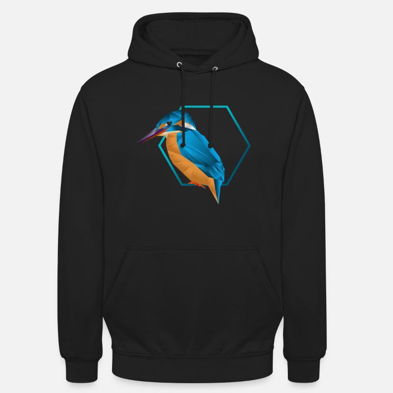 Martin-pêcheur / oiseau low poly - Sweat-shirt à capuche unisexe - noir