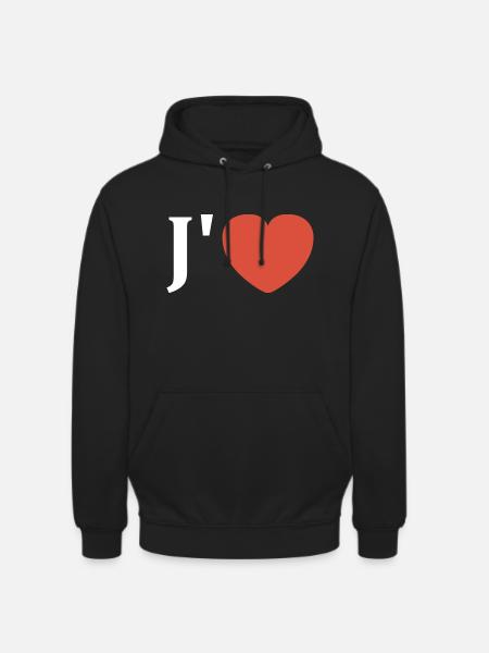 J'aime - Sweat-shirt à capuche unisexe - noir