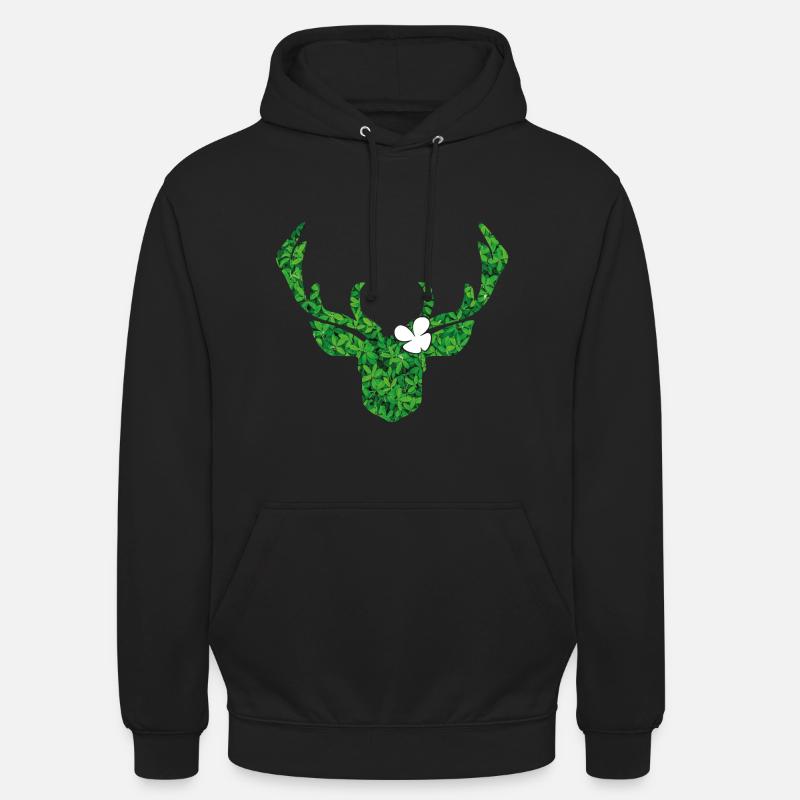 Cerf avec fleur en blanc pour le costume moderne - Sweat-shirt à capuche unisexe - noir