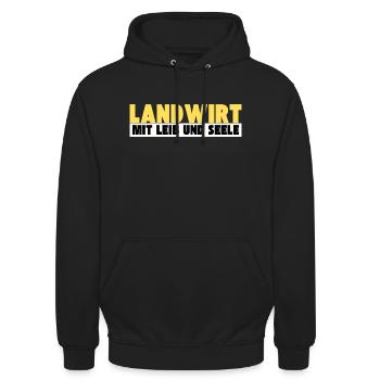 Landwirt mit Leib und Seele - Unisex Hoodie - Schwarz - Vorne - Alina (178cm) & Michal (187cm)