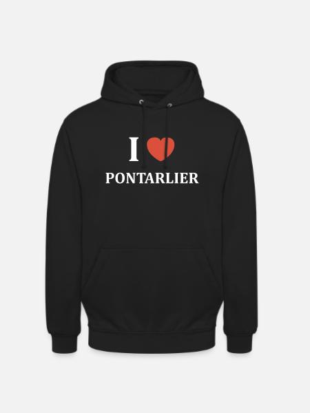 i love Pontarlier - Sweat-shirt à capuche unisexe - noir