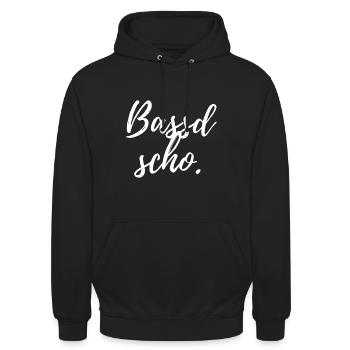 Bassd scho. Cooles Frankendesign - Unisex Hoodie - Schwarz - Vorne - Alina (178cm) & Michal (187cm)