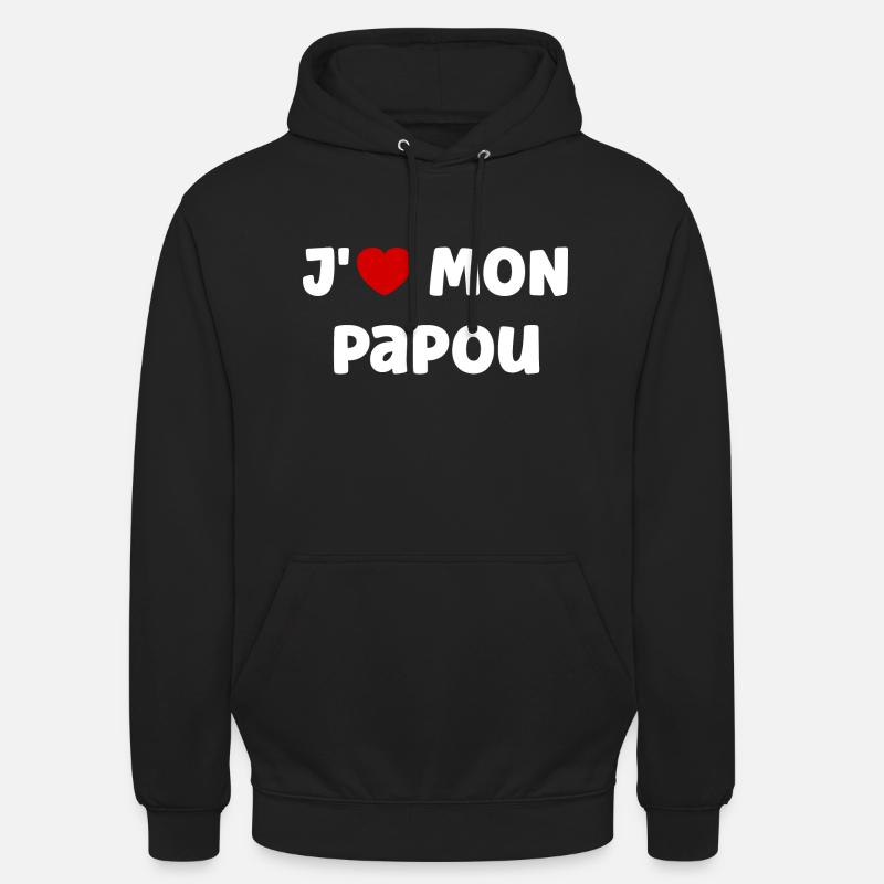 J'AIME mon papou - Sweat-shirt à capuche unisexe - noir